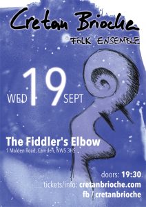 poster for our gig at the Fiddler's Elbow